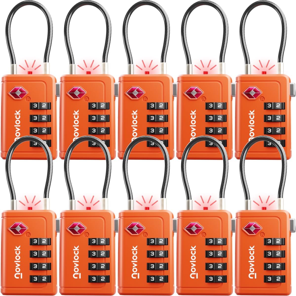 TSA Approved Luggage Locks | Inspection Indicator, 4-Digit Combination, Durable Zinc Alloy | for