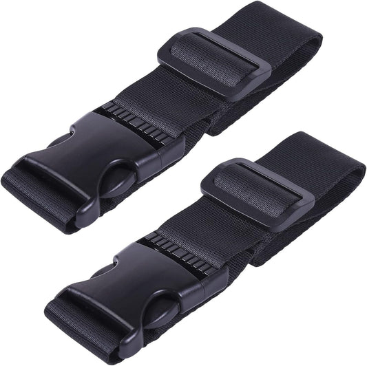 Wisdompro 2 Pcs Add a Bag Luggage Strap, Heavy Duty Adjustable Suitcase Belt Travel Attachment Travel Accessories for Connecting Your Luggage Together - Black, 31 Inch