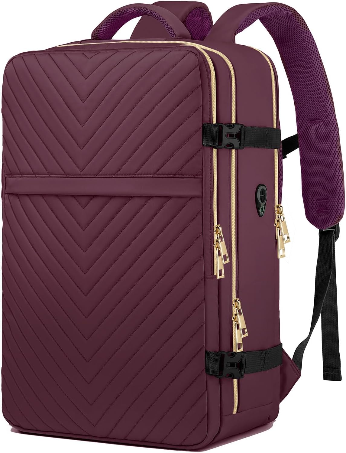 Large Carry On Travel Backpack - Flight Approved Waterproof Luggage Suitcase Backpack Personal Item Size for Women Men Fit 17 Inch Laptop College Overnight Bag Anti-Theft Weekender Daypack Dark Purple