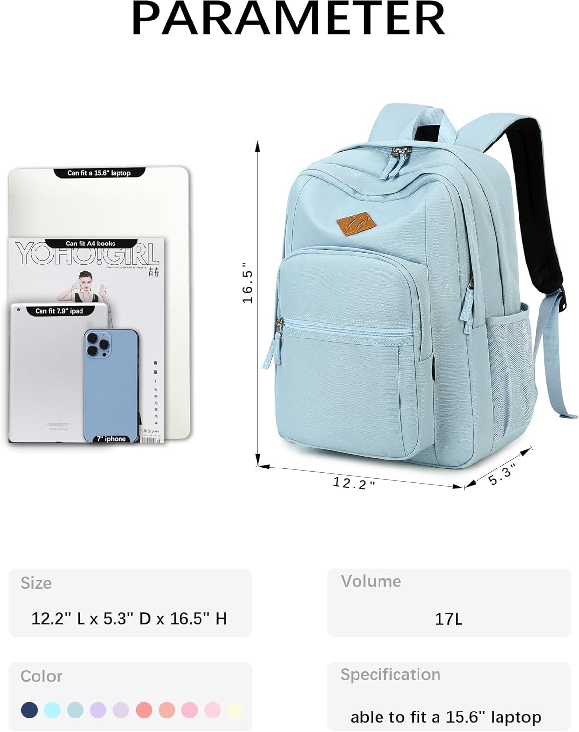 abshoo Classical Basic Travel Backpack For School Water Resistant Bookbag