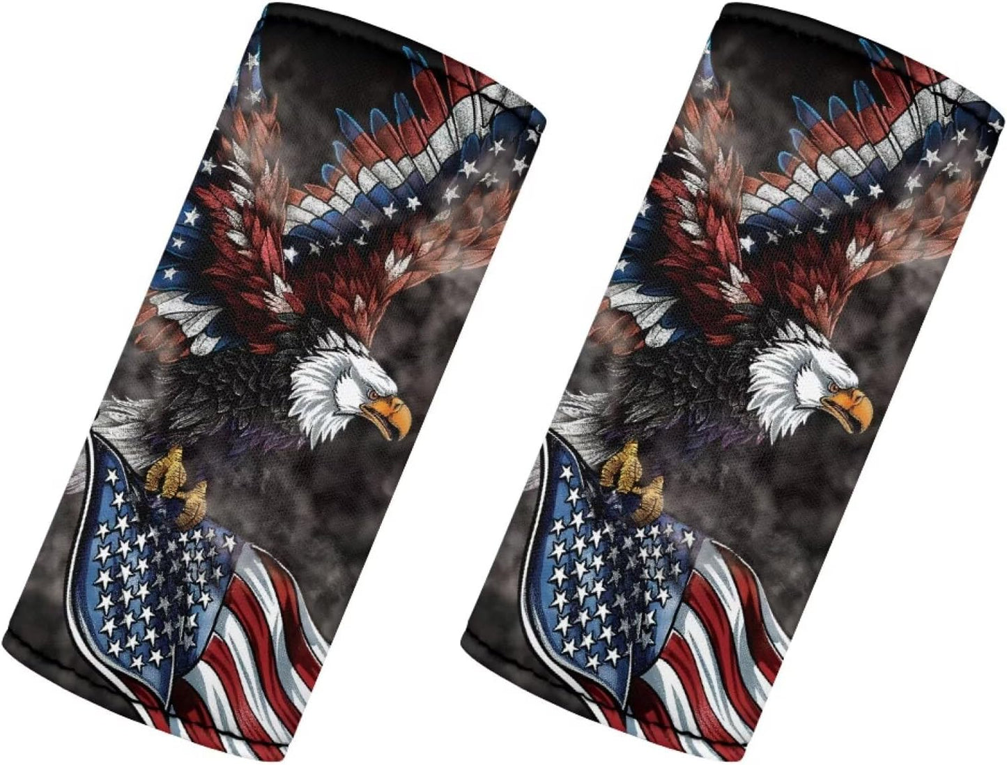 4th of July Flag Luggage Handle Wrap Grip for Suitcase,2 Pack Eagle Luggage Grip Wraps Suitcase Identifiers Comfortable Trolley Case Grip Cover