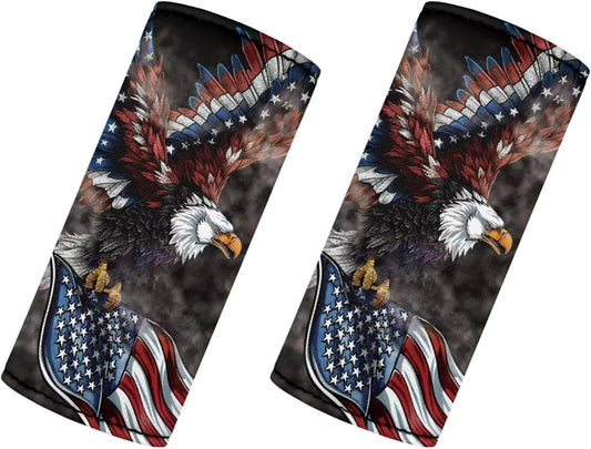 4th of July Flag Luggage Handle Wrap Grip for Suitcase,2 Pack Eagle Luggage Grip Wraps Suitcase Identifiers Comfortable Trolley Case Grip Cover