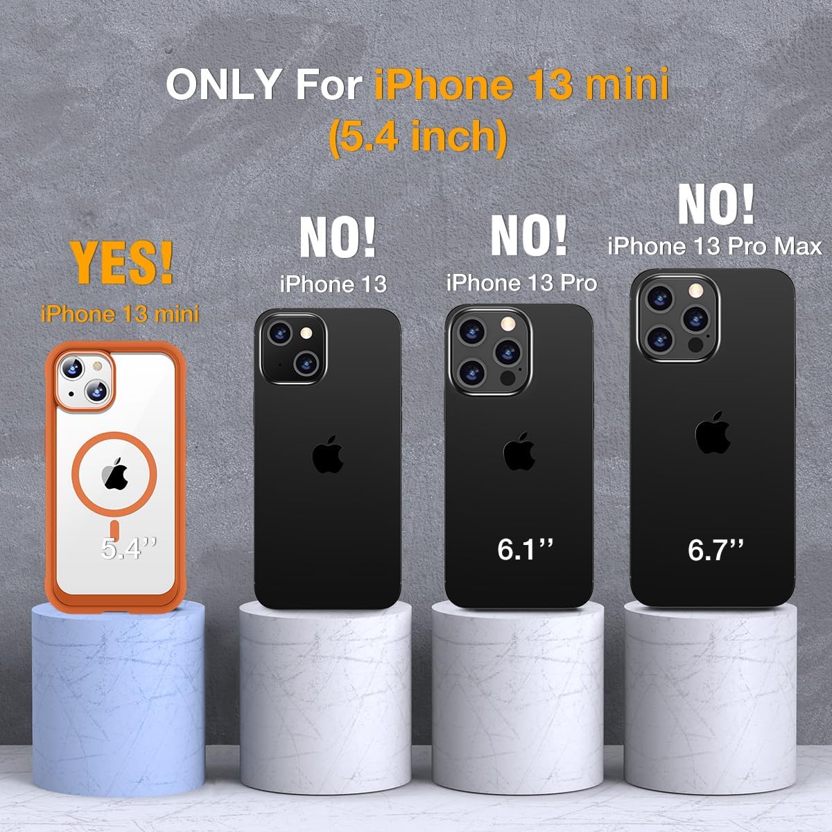 Miracase for iPhone 13 Mini Case 5.4",with MagSafe,Built in Screen Protector,Full-Body Protection(Orange)