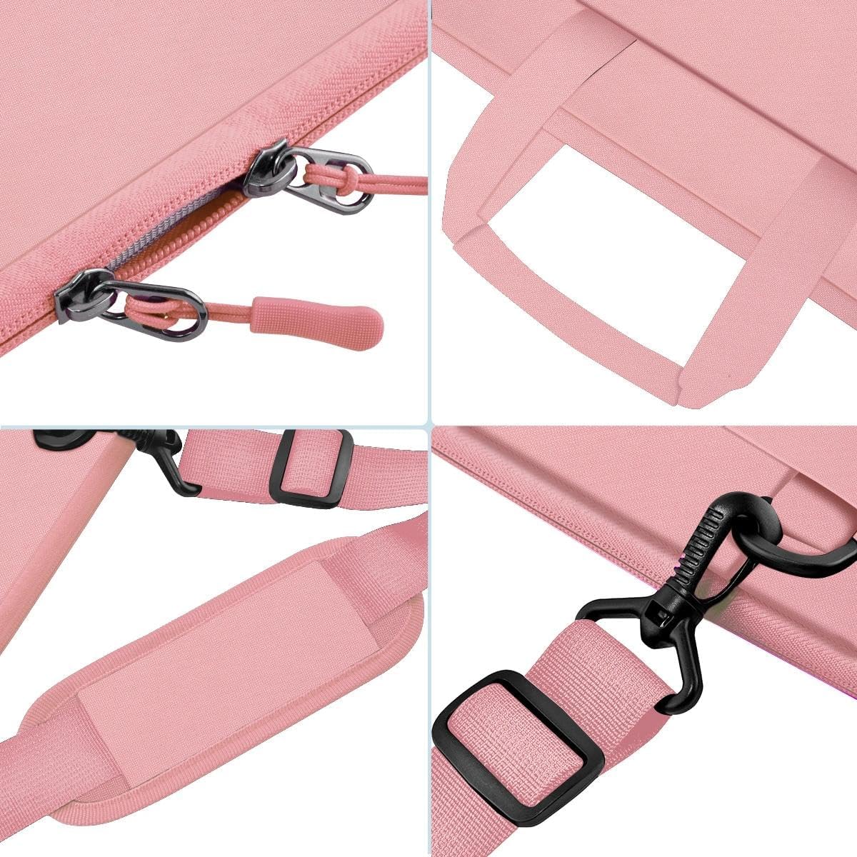 Laptop Shoulder Bag 17.3 inch Case, Durable Shockproof Protective Briefcase with Multi-Pockets Compatible with Most 17-17.3 inch HP Acer Dell Lenovo ASUS MSI Notebooks,Pink