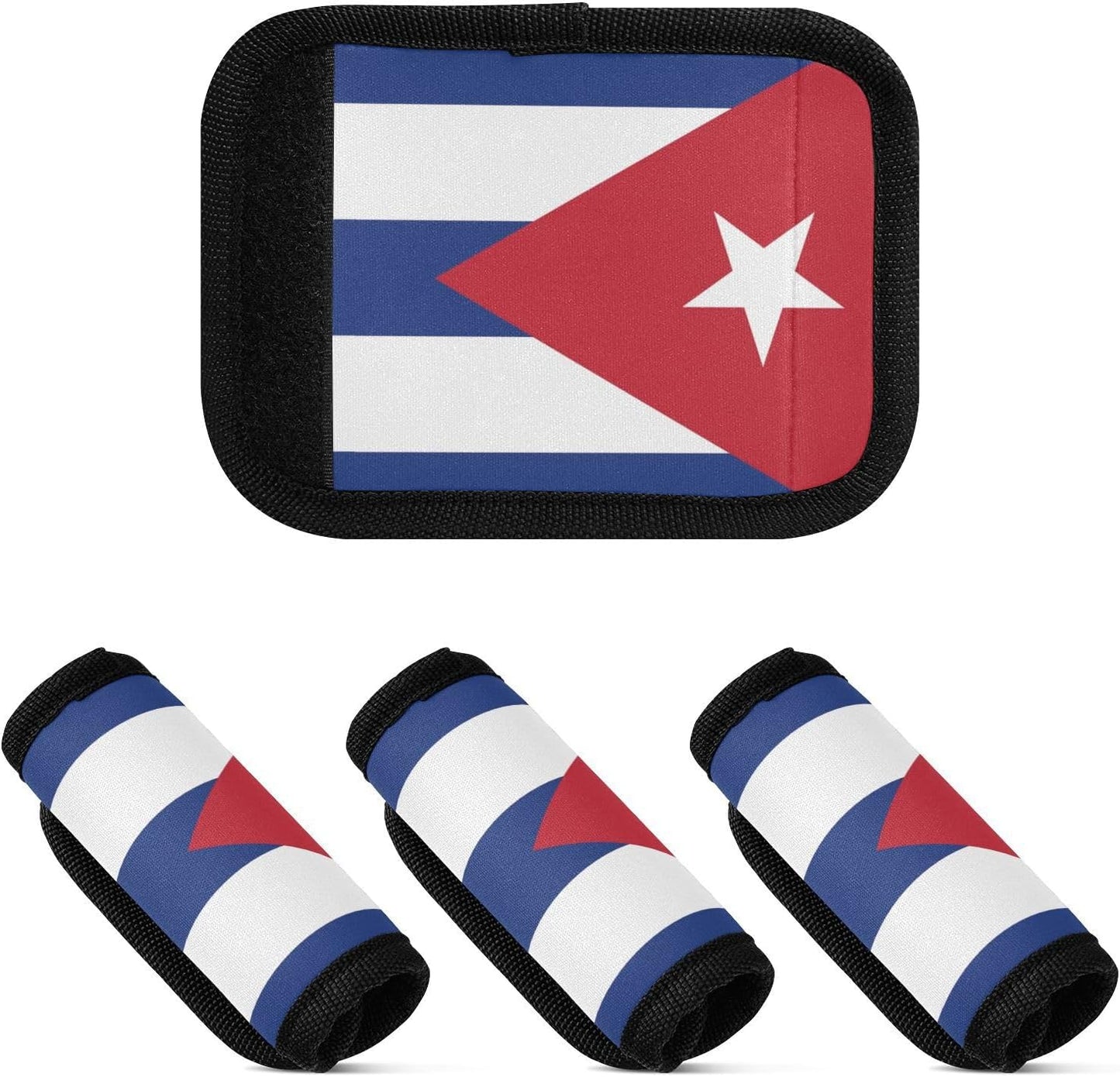 Cuba Flag 2 Pack Luggage Handle Wrap for Suitcase Luggage Identifier Travel Tags Handle Protection Sleeve Cover