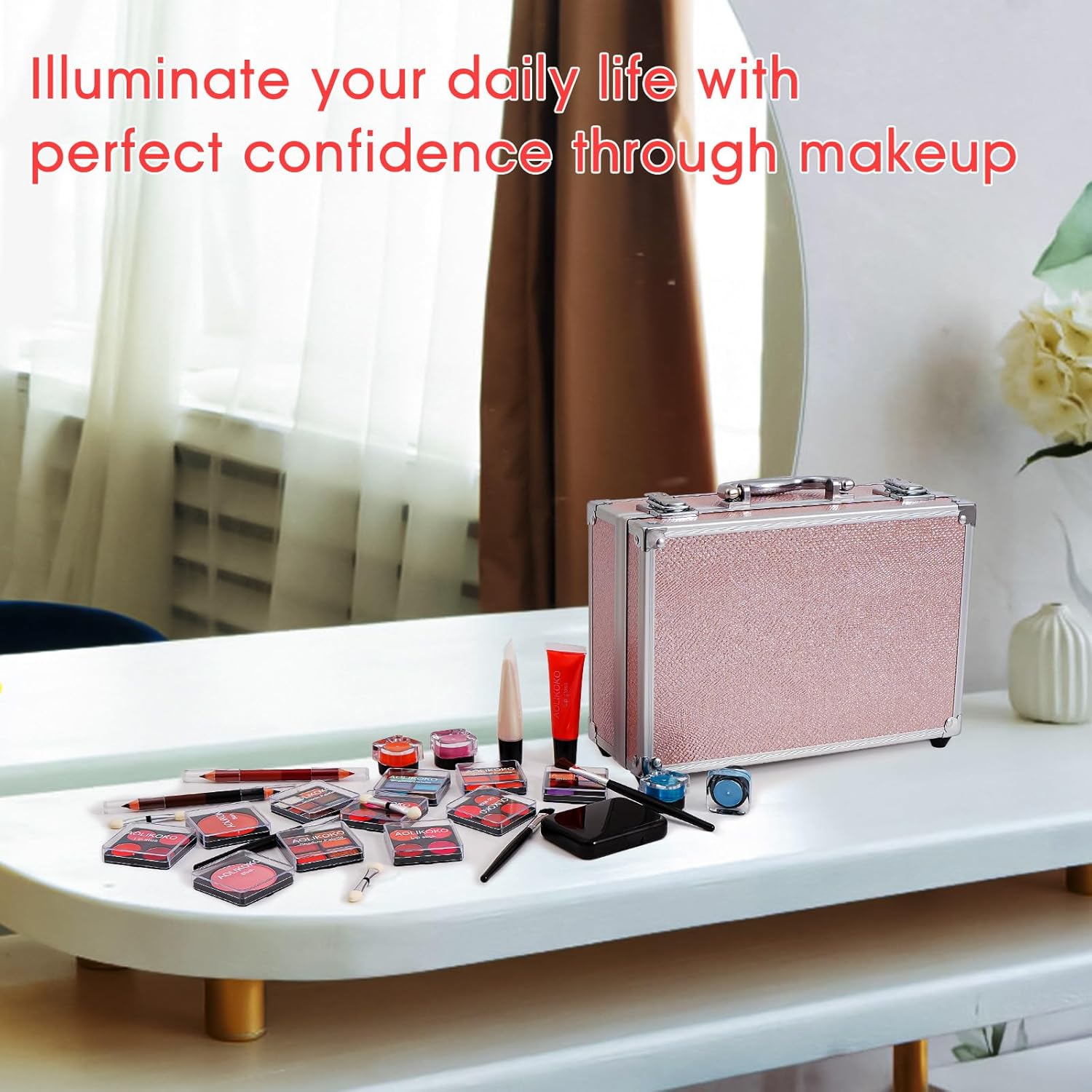 Makeup Kit for Teenager & Women Full Kit, All- In- One Makeup Set With The Cosmetic Train Case