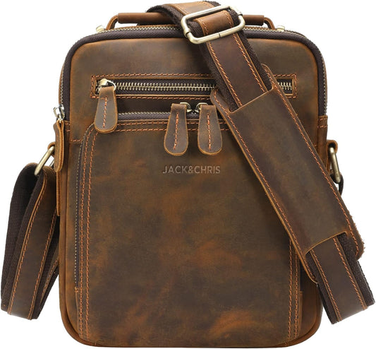 Jack&Chris Leather Messenger Bag for Men, Man Purse Crossbody Bags for Work Business