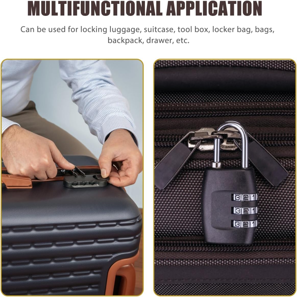 Baluue Travel Locks TSA Approved Luggage Locks, 3 Digits Password Code Combination Lock, Customs Code Travel Built in Sunk Backpack Baggage Replacement Accessories