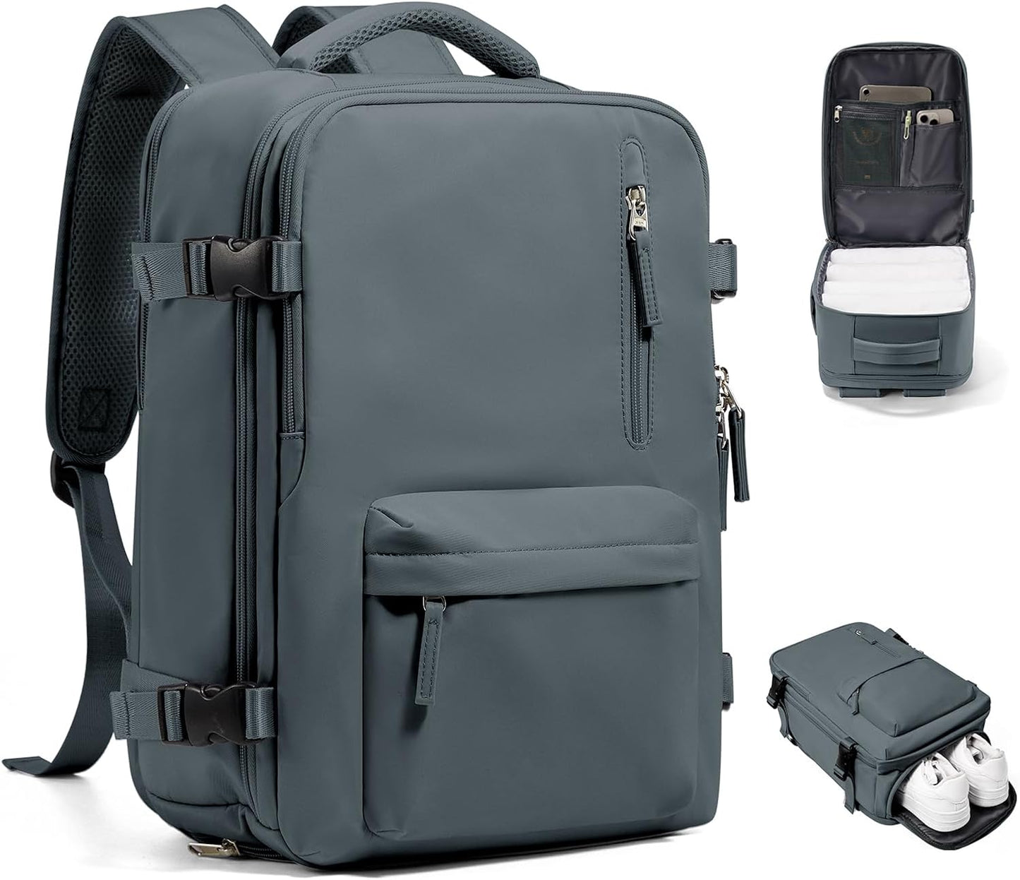 VGCUB Travel Backpack for Women Men for Spirit Airlines Personal Item Bag 18x14x8 Inches Laptop College Backpack,Waterproof Carry on Flight Approved Work Backpack Mochila de Viaje,Grey blue