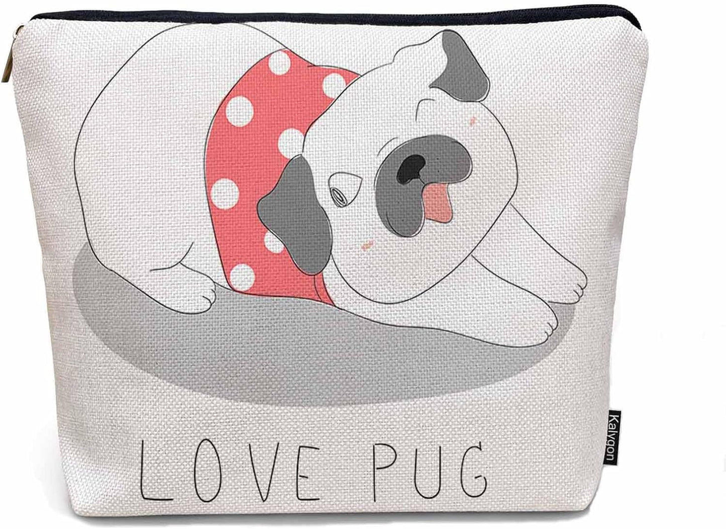 Makeup Bag For Purse Dog, Cute Pug Dog Love Pug Cosmetic Bags For Women With Zipper Travel Toiletry Pouch Makeup Bags Makeup Organizers Purse For Toiletries Cosmetics
