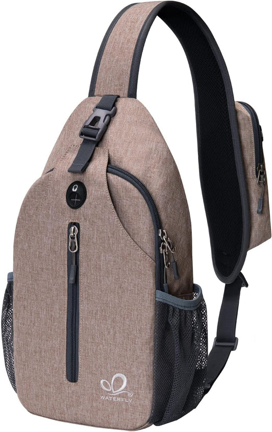 WATERFLY Crossbody Sling Backpack Sling Bag Travel Hiking Chest Bags Daypack (Flaxen)