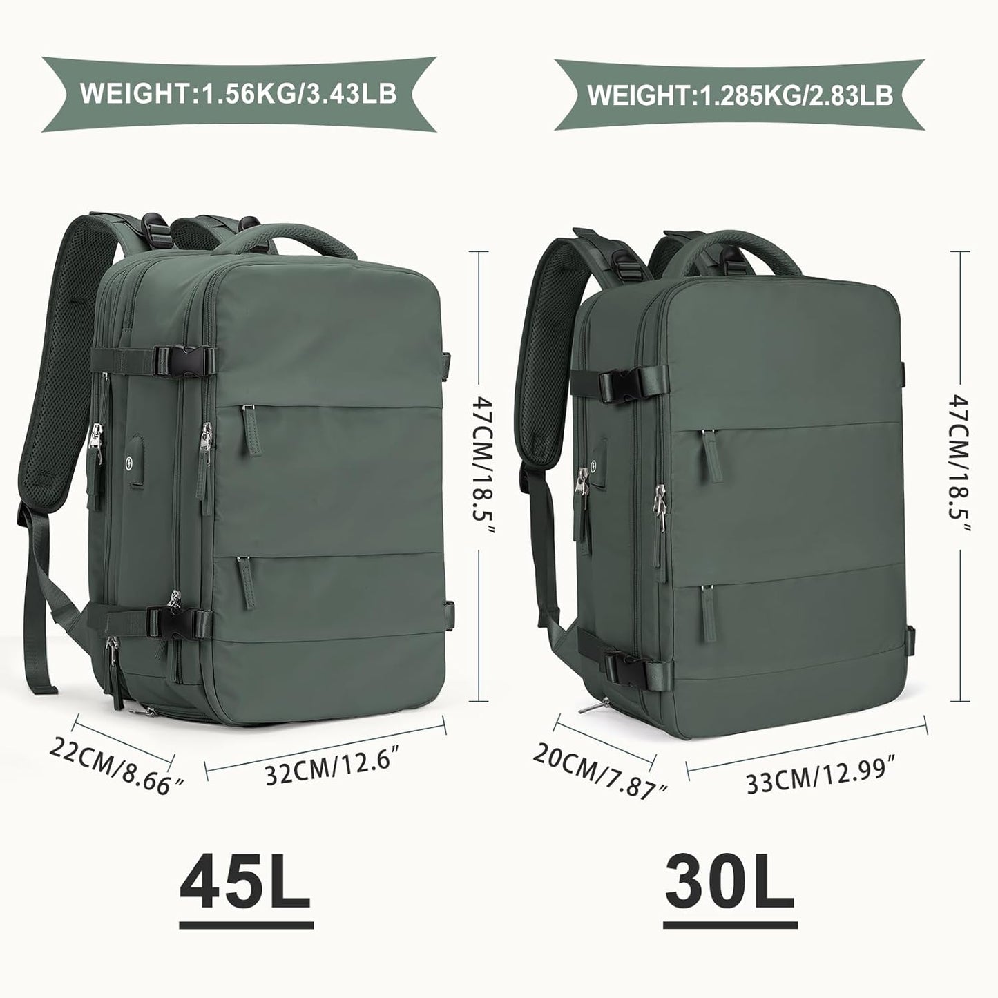coowoz Large Travel Backpack For Women Men, Carry On Backpack,Hiking Backpack Waterproof Outdoor
