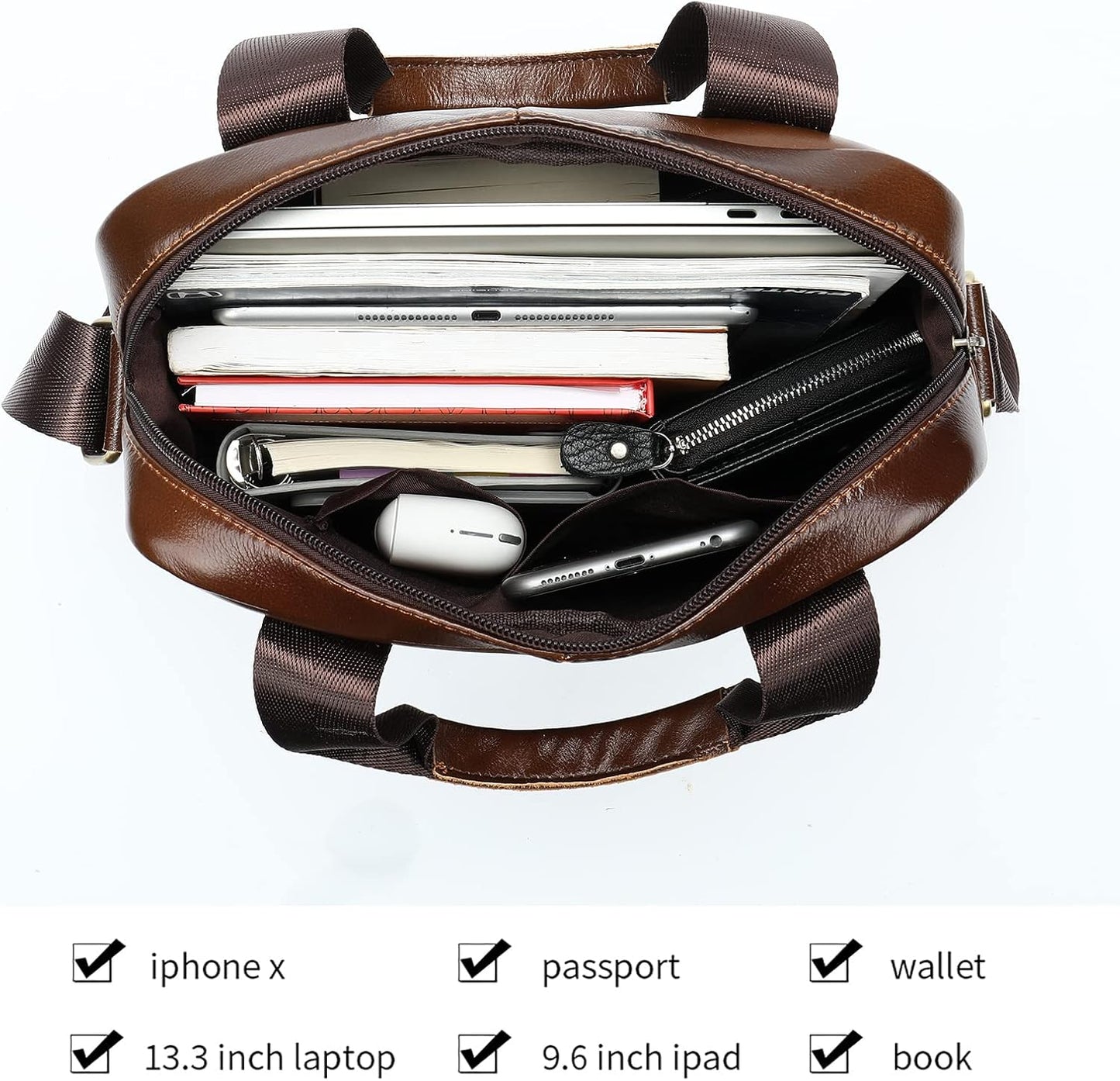 LUKZIJAES Genuine Leather Shoulder Messenger Bag for Men Adjustable Shoulders Sling Crossbody Bags
