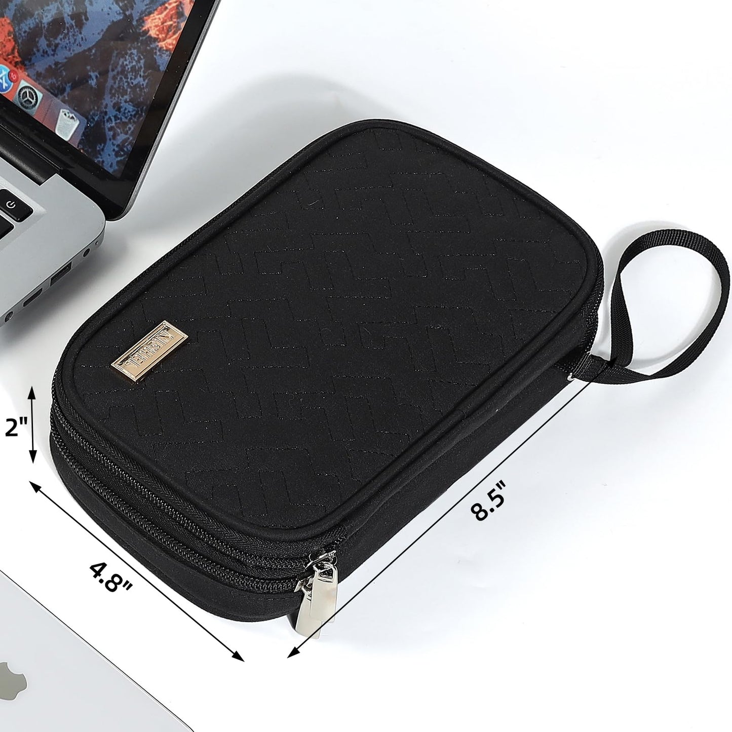 NISHEL Travel Cord Organizer Case, Double Layers Tech Electronic Bag, Essentials for Charger