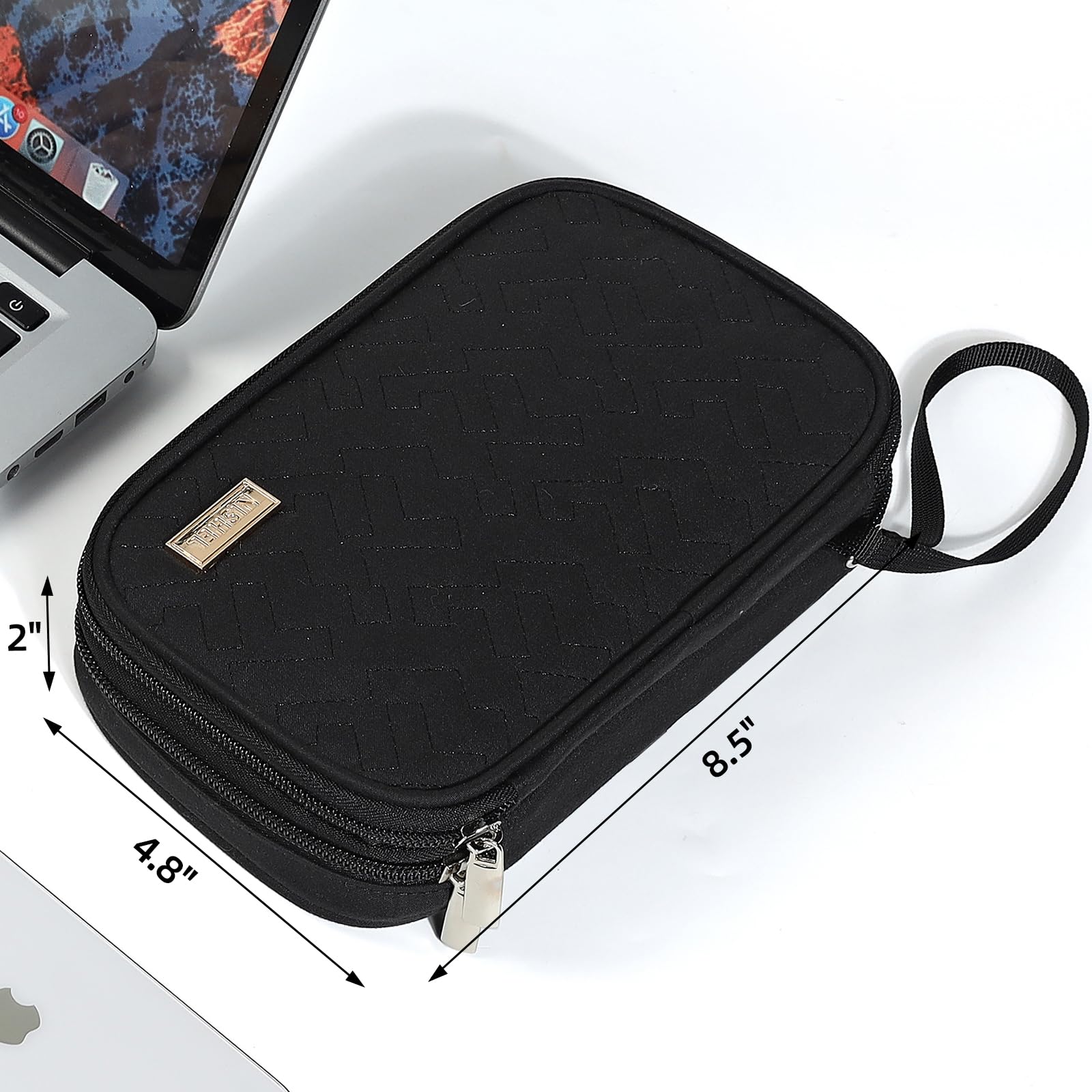 NISHEL Travel Cord Organizer Case, Double Layers Tech Electronic Bag, Essentials for Charger