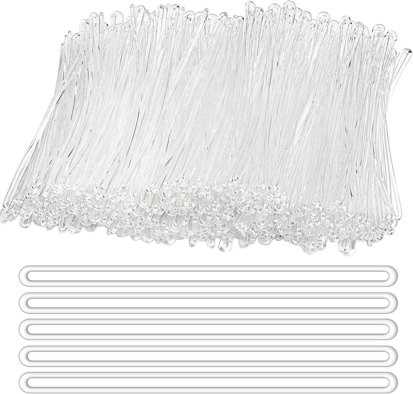 400 Pcs Clear Plastic Luggage Straps 6 Inch Clear Worm Loops Luggage Tag Straps Name Tag Loop for Bag Tags,Identification Cards ID