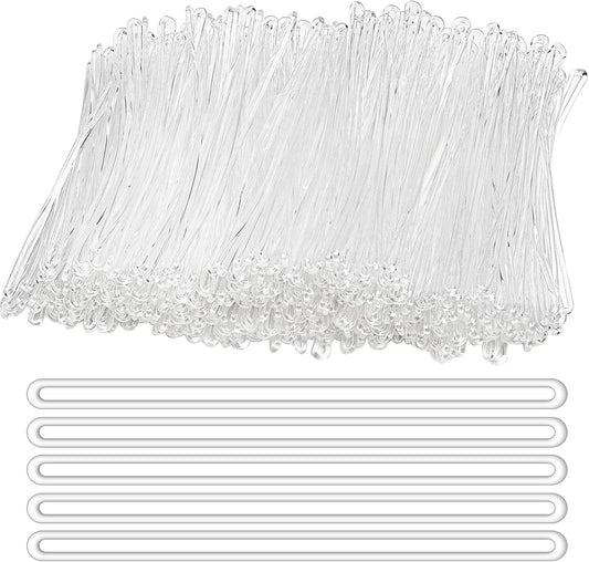400 Pcs Clear Plastic Luggage Straps 6 Inch Clear Worm Loops Luggage Tag Straps Name Tag Loop for Bag Tags,Identification Cards ID