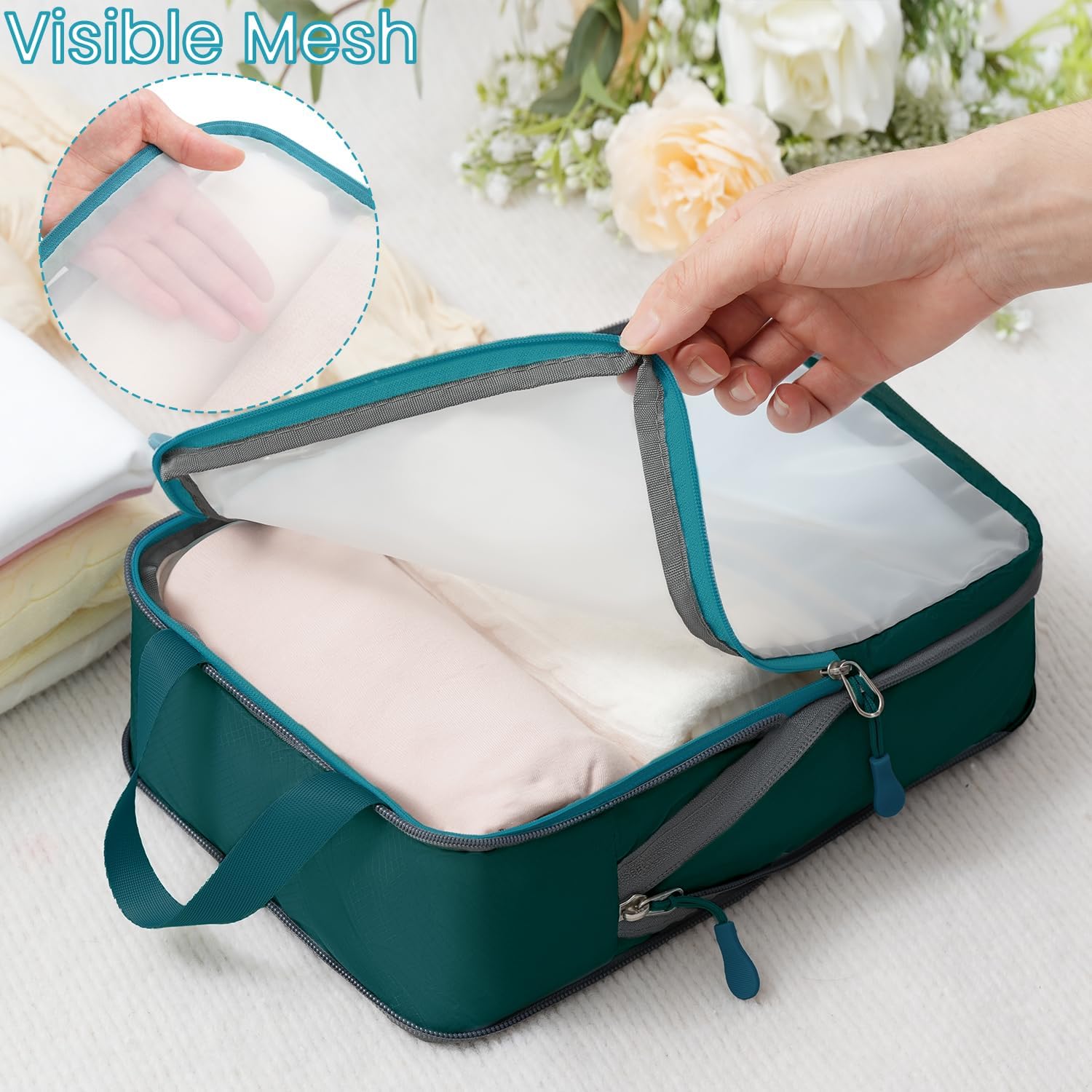 BAGAIL 6 Set Ultralight Compression Packing Cubes Packing Organizer for Travel Accessories Luggage