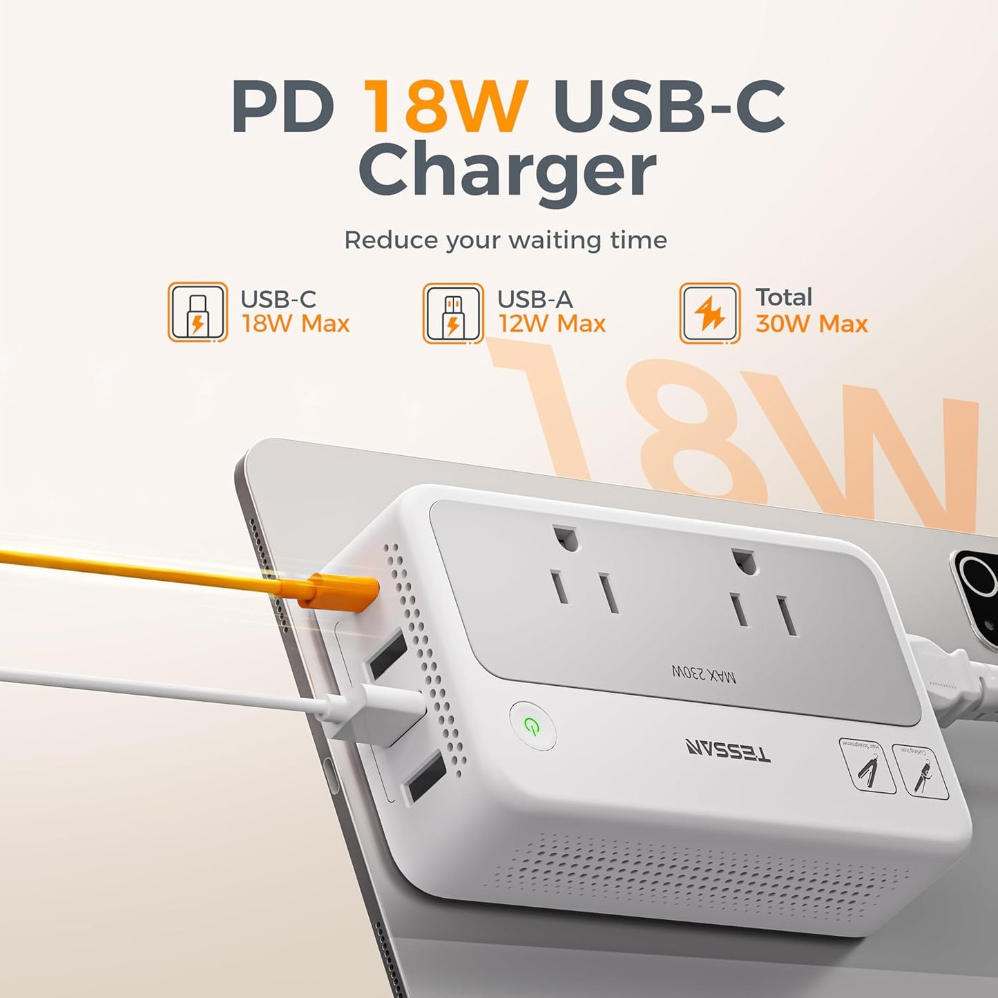 TESSAN 220V to 110V Voltage Converter, Universal Travel Power Adapter Combo with International Plug (Type C/G/D/I/L), 2AC 4 USB Ports(1 USBC)，230W Max Step Down Transformer for US to Europe