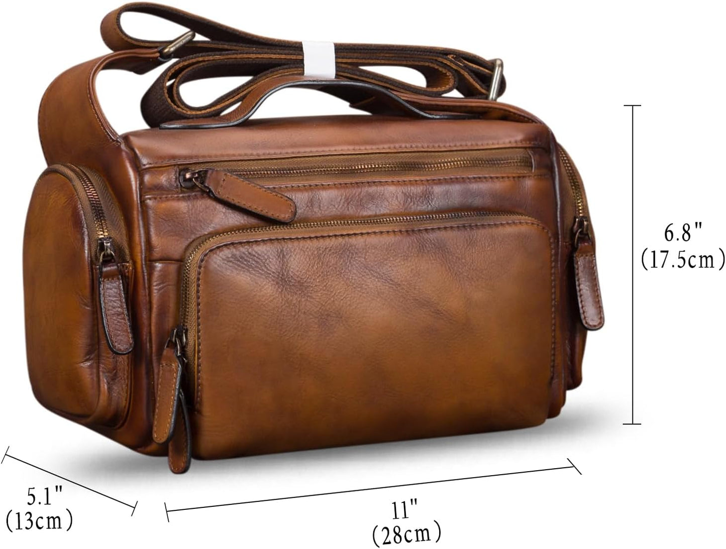 IVTG Genuine Leather Messenger Bag for Men Crossbody Shoulder Pack Satchel Casual Sling Daypack Work Business Daypack