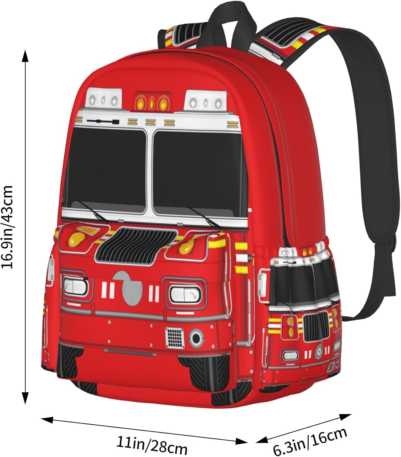 Fire Truck Backpack School Bag Lightweight Bookbag Laptop Travel Daypack For Kids Girls Boys Teens