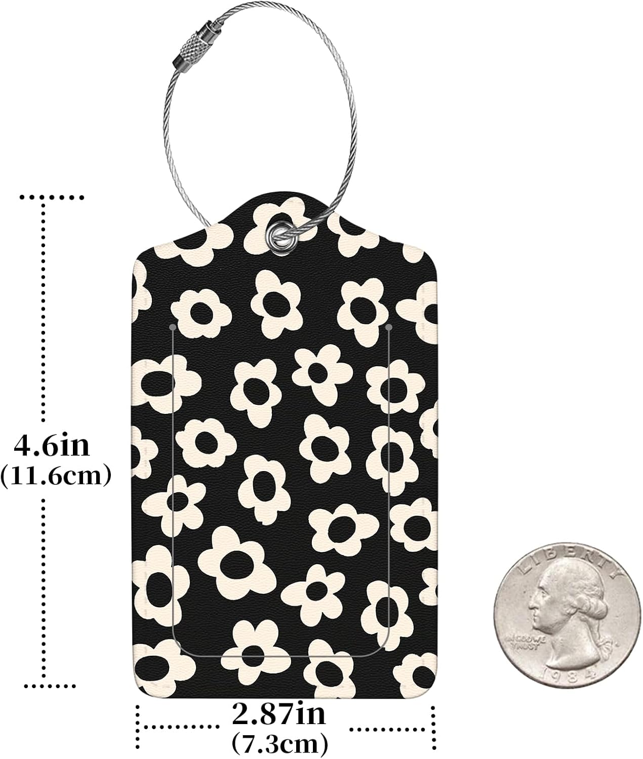 2 Pcs Luggage Tags for Suitcase, Cute Unique PU Leather Travel Bag Tag with Privacy Cover ID Label Address Card and Durable Metal Ring Suitable for Men Women Children Backpack,White Flowers