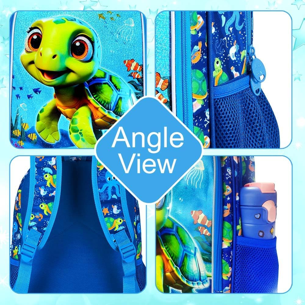 3PCS Boys Backpack, Water Resistant Kids Bookbag Set with Lunch Box, Cute School Bag for Preschool Toddler