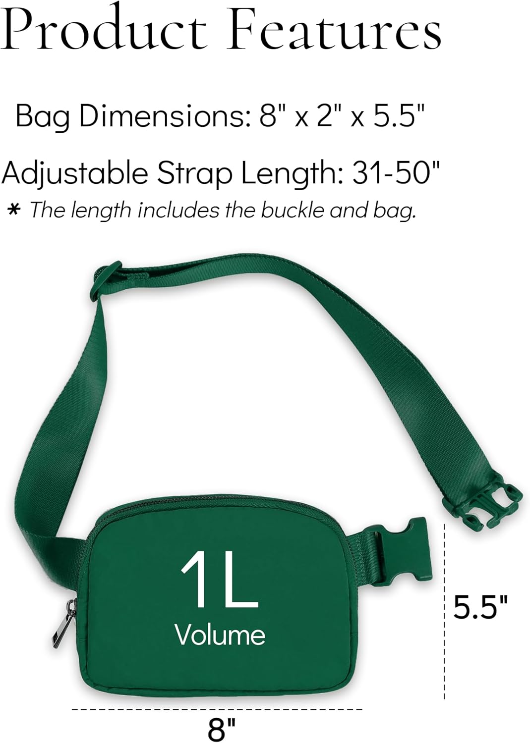 Cross Body Fanny Packs for Women Men Fashion Waist Bag Pouch Nylon Small Travel Crossbody Bags Mini Purse Everywhere Belt Bag Bum Bag for Workout Running Hiking Everglade Green