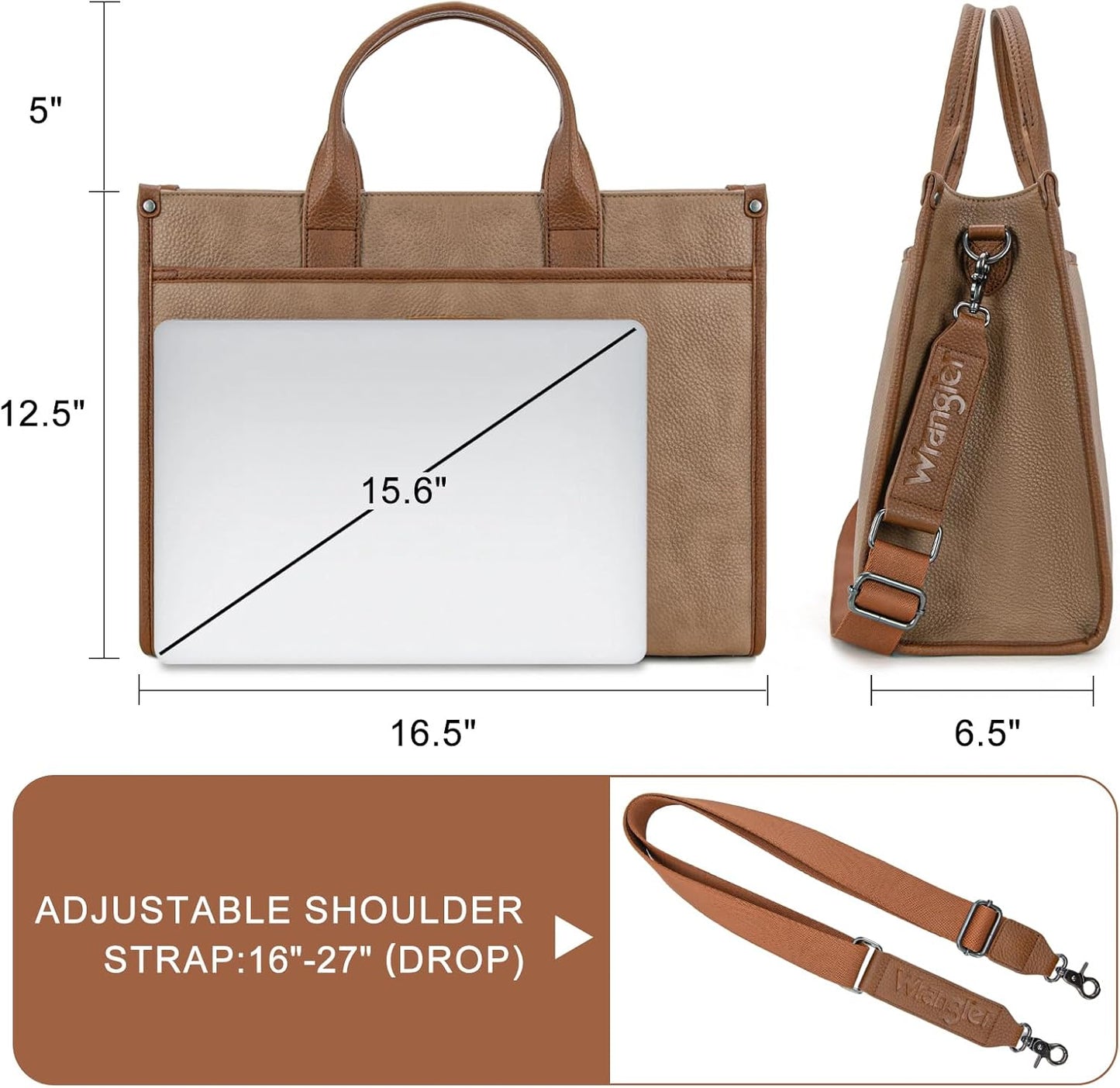 Wrangler Laptop Bag for Women 15.6 Inch Vintage Work Tote Bag for Business Briefcase Handbag with Adjustable Shoulder Strap