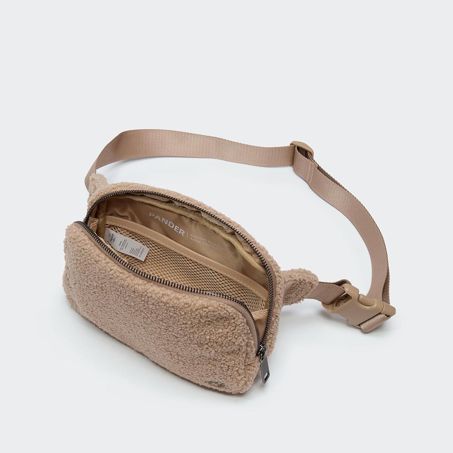 Pander Large 2L Fanny pack Everywhere Fleece Belt Bag for Women and Men with Adjustable strap Belt. (Tan)