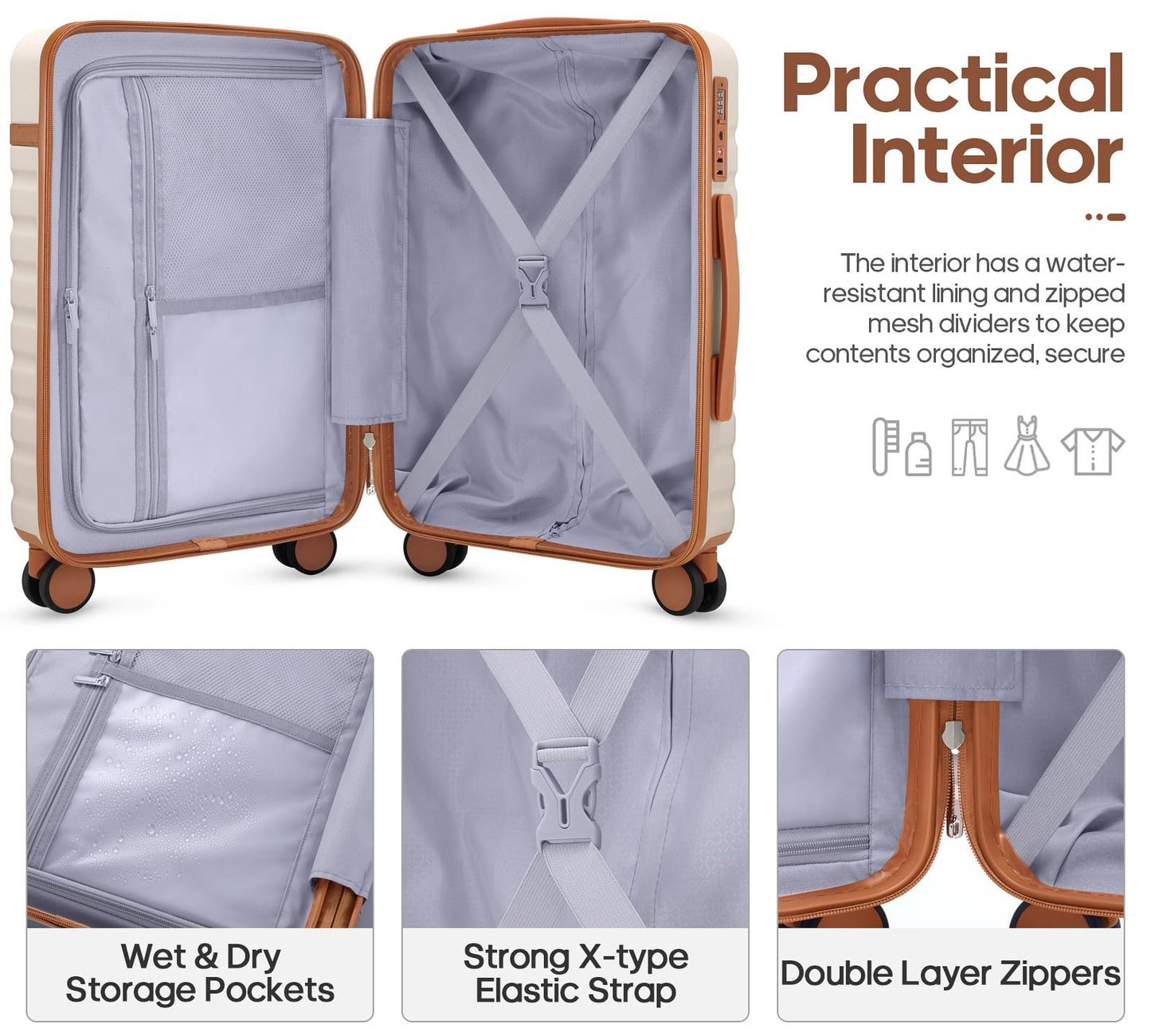 UKEIN Luggage Sets 3Piece, Carry On Luggage 20in Suitcase Set With Backpack