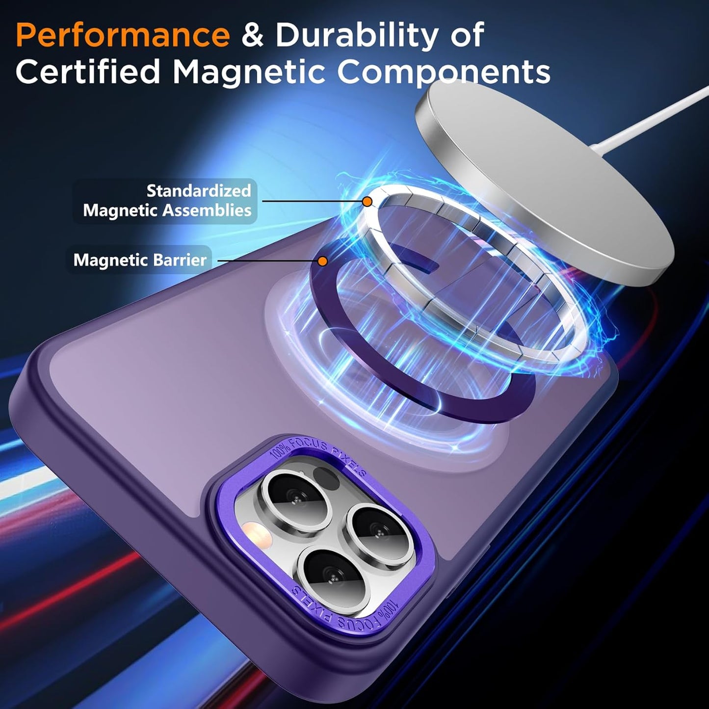 for iPhone 14 Pro Case with Kickstand, Compatible with MagSafe, [Invisible Stand] Anti-Slip Shockproof Military-Grade Protection, Magnetic Translucent Phone Case for iPhone 14Pro (Purple)