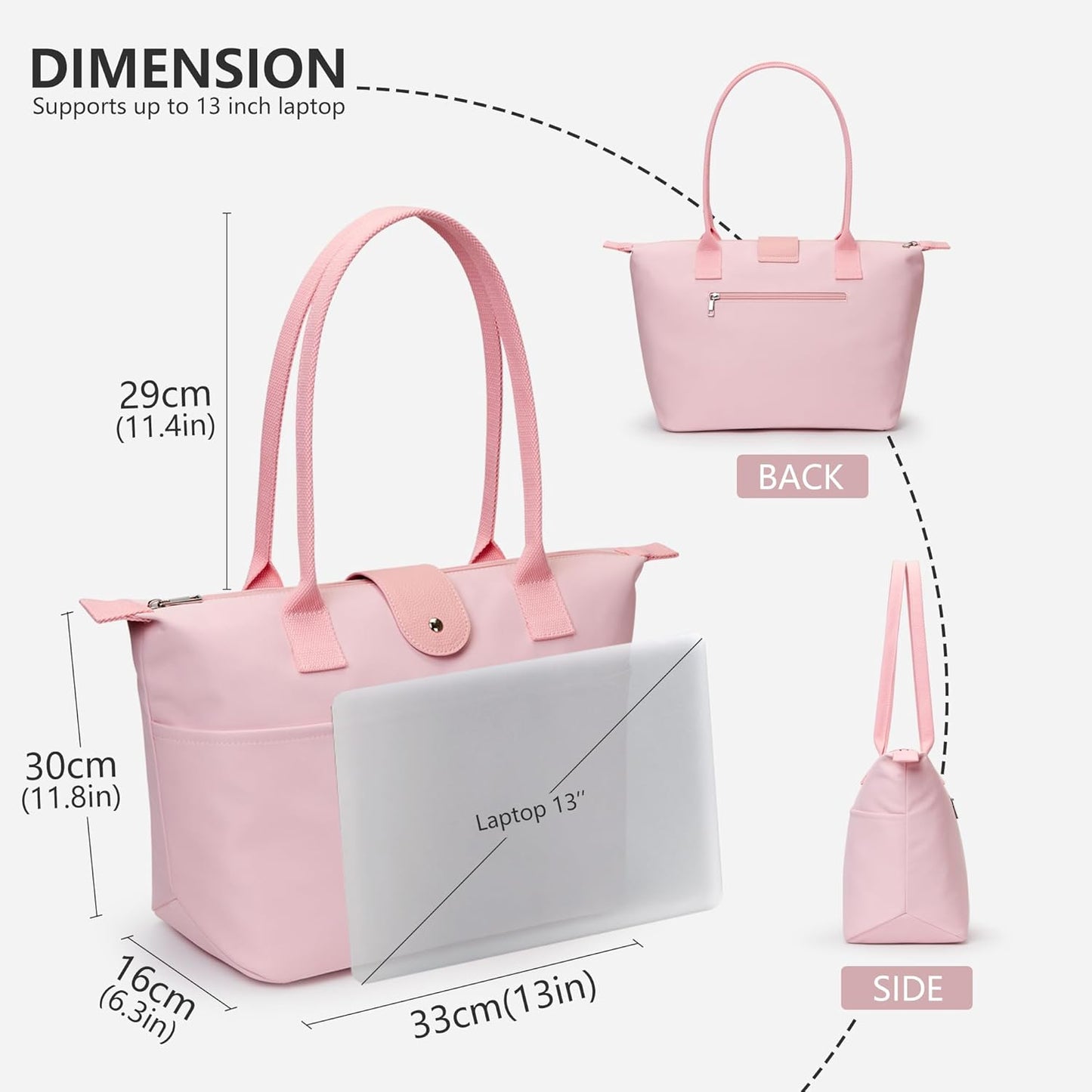 Nylon Tote Bag Women Zipper Shoulder Purse Large Hobo Top Handle Foldable Handbags for Work Travel Shopping
