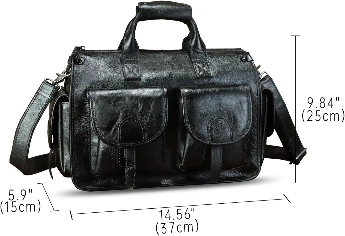 Genuine Leather Messenger Bag and Briefcase Purse for Men Real Leather Shoulder Bag Top Handle Satchel Purse for Laptop Strap