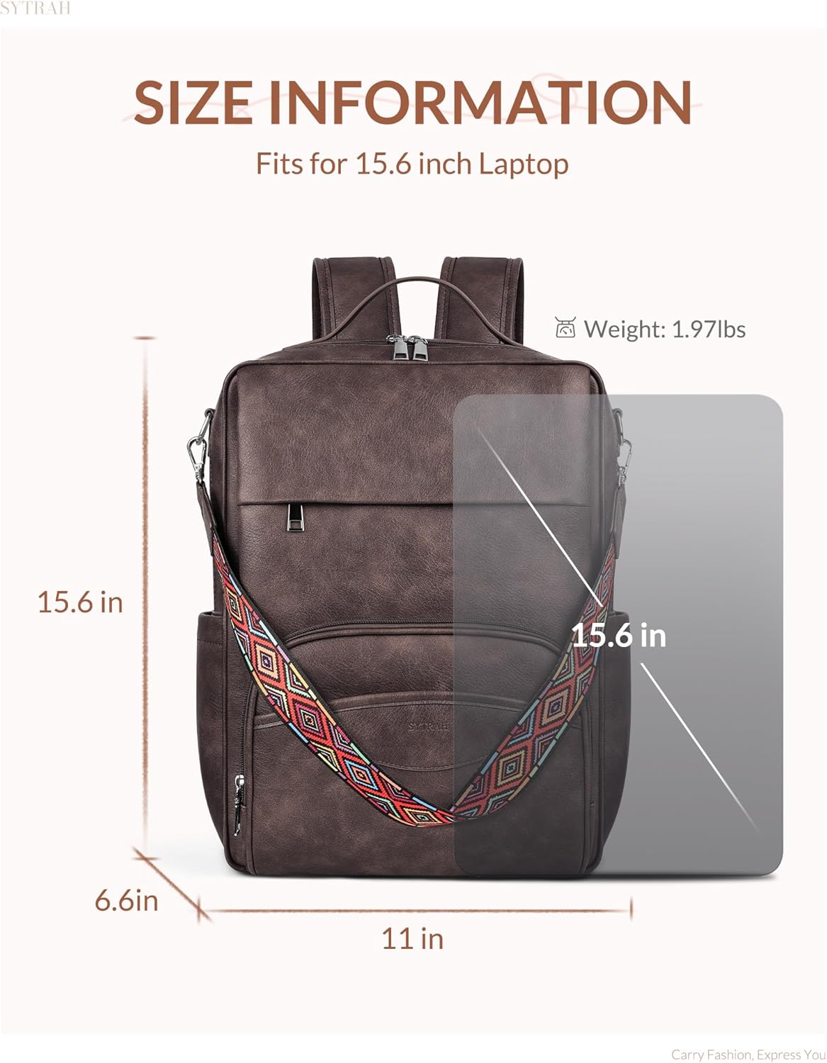 Leather Laptop Backpack, 15.6 Inch Business Computer Bag, Designer College Backpack Travel Backpack