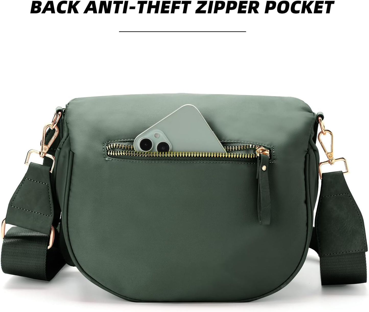 Fanny Packs for Women Cross Body Belt Bag, Nylon Crossbody Bag Unisex Fashion Waist Pack with Adjustable Strap, Olive Green
