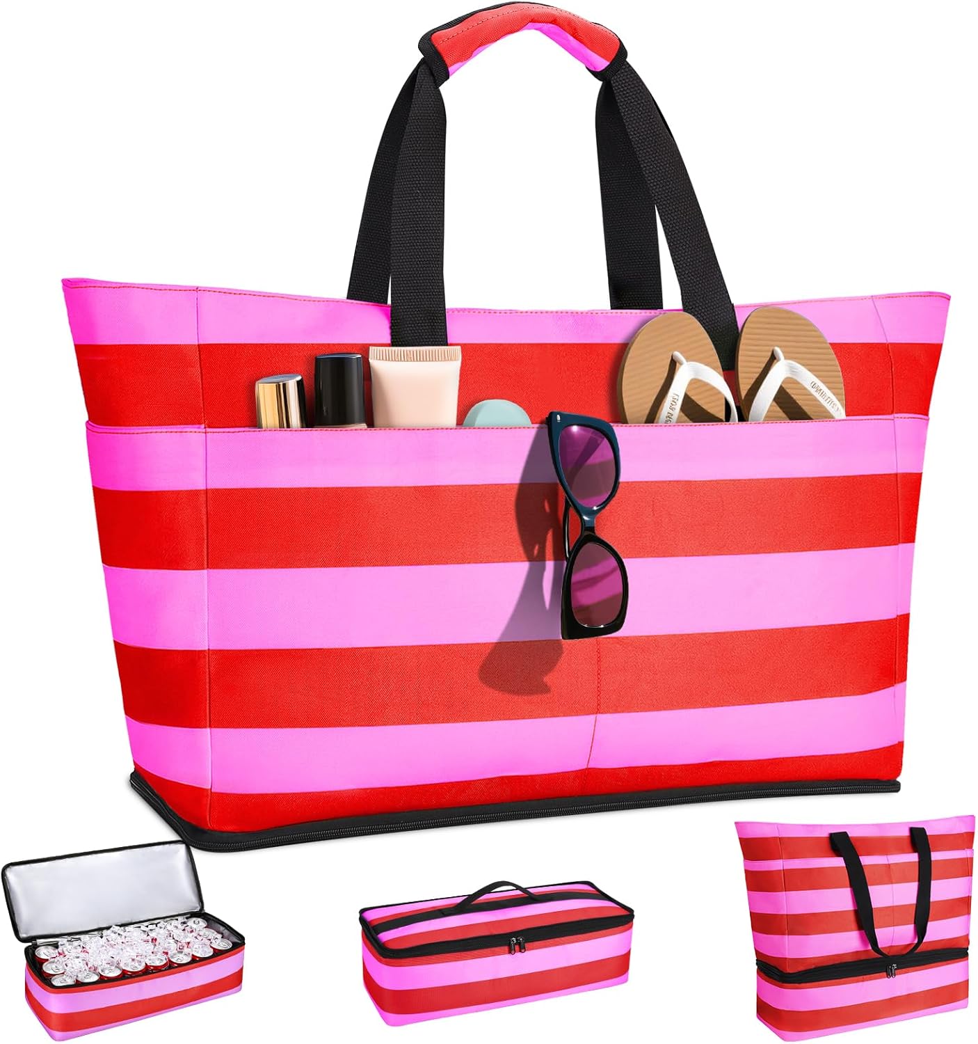 Beach Bag with Cooler, 54L Large Waterproof Sandproof Travel Tote Bag, Duffel Weekender Bag for