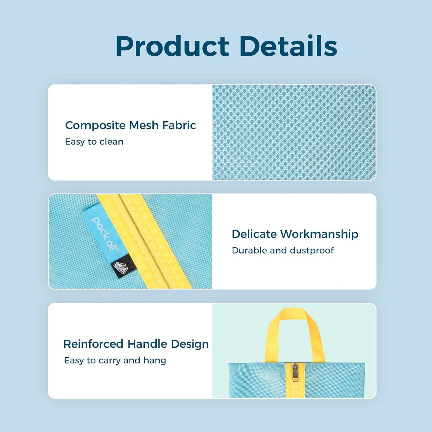 pack all Travel Accessories Bundle | 1 Cute Shoe Bag (Blue) & 1-110 Lbs Luggage Scale (Blue)