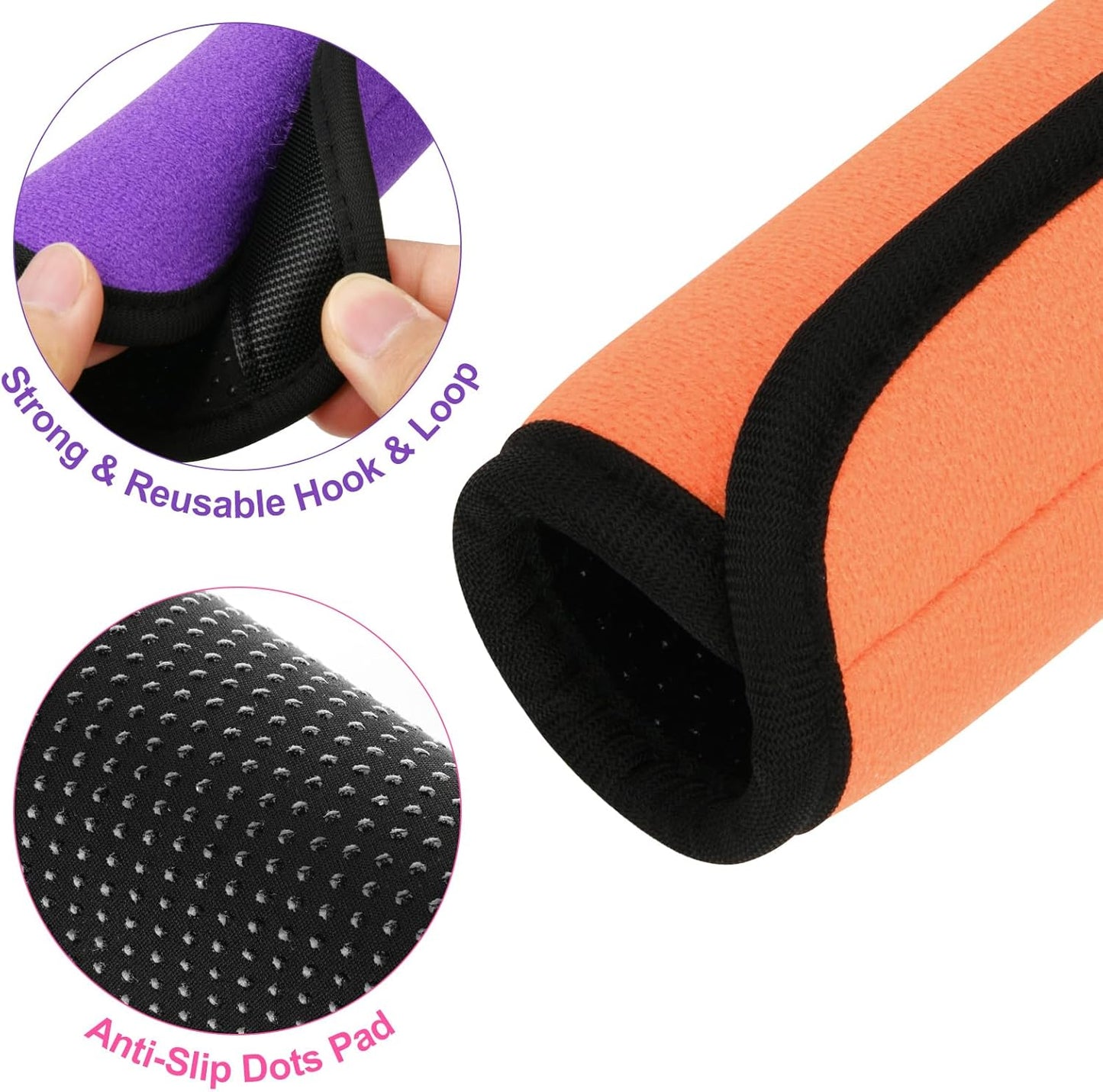 Cosmos 5 Pcs Luggage Handle Wraps Soft Neoprene Grip Handle Cover Detachable Luggage Identifier for Luggage Suitcase Travel Bag Trolley Case Travel Accessories (5-Color (Anti-Slip))