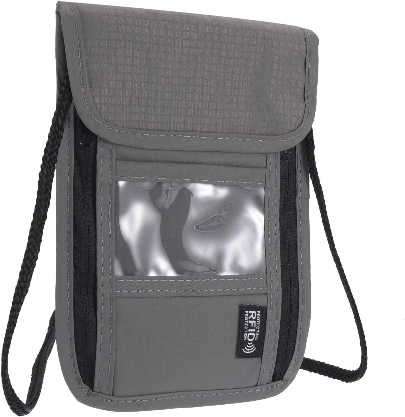 PATIKIL Neck Wallet, Passport Holder RFID Waterproof Travel Wallet Neck Pouch with Adjustable Strap for Women & Men, Gray