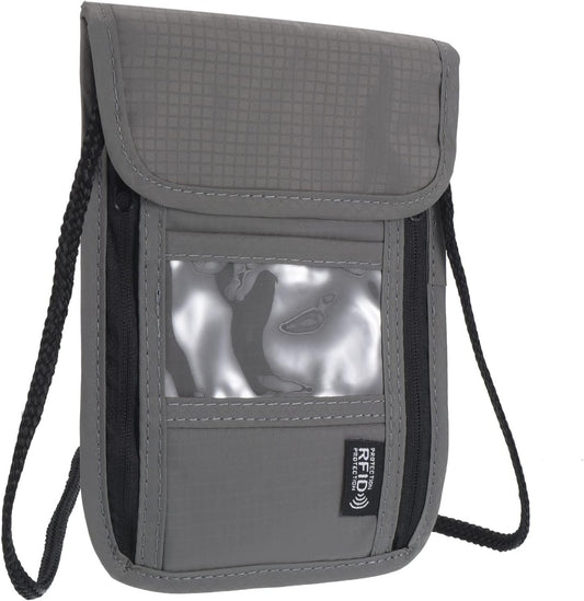 PATIKIL Neck Wallet, Passport Holder RFID Waterproof Travel Wallet Neck Pouch with Adjustable Strap for Women & Men, Gray