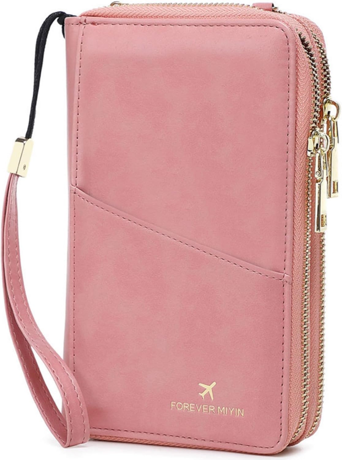 US-B Passport Wallet, RFID Blocking Passport Holder Large Capacity, Lightweight PU Document Organizer for Women (Pink)