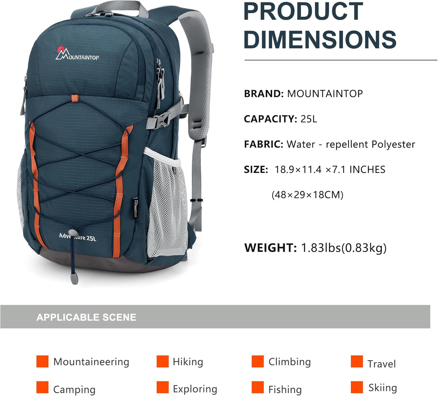 MOUNTAINTOP 25L/40L Hiking Backpack,Lightweight Travel Backpack for Men Women Outdoor Backpacking