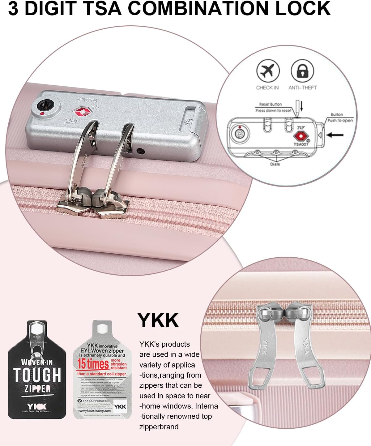 Somago 28 Inch Luggage With Spinner Wheels Hard Shell Polypropylene Suitcase with TSA Lock and YKK Zipper,Nude Pink