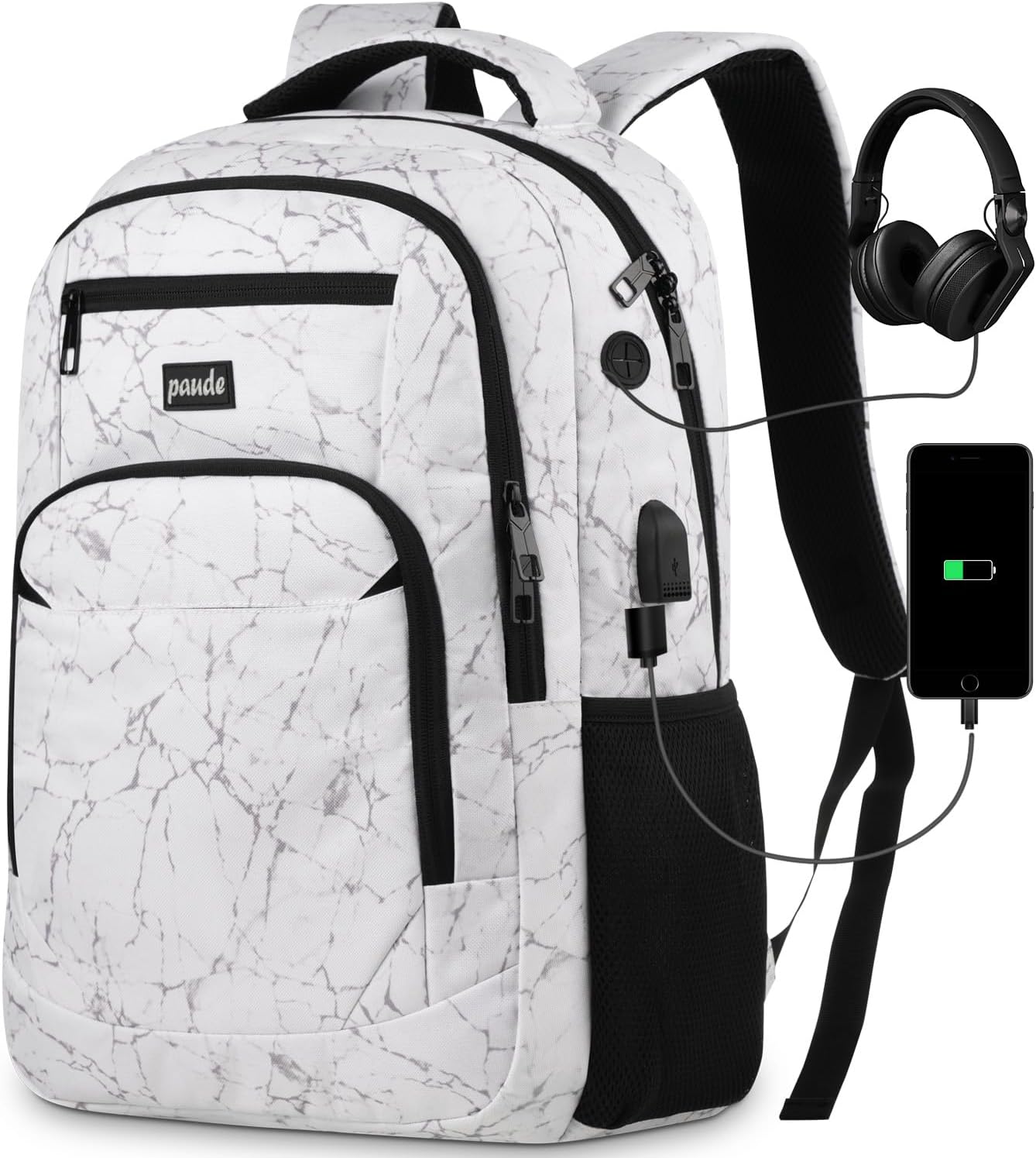 Paude Backpack for Men,College Backpack High School Bookbag for Teen Boys Laptop Bookbag with USB Port