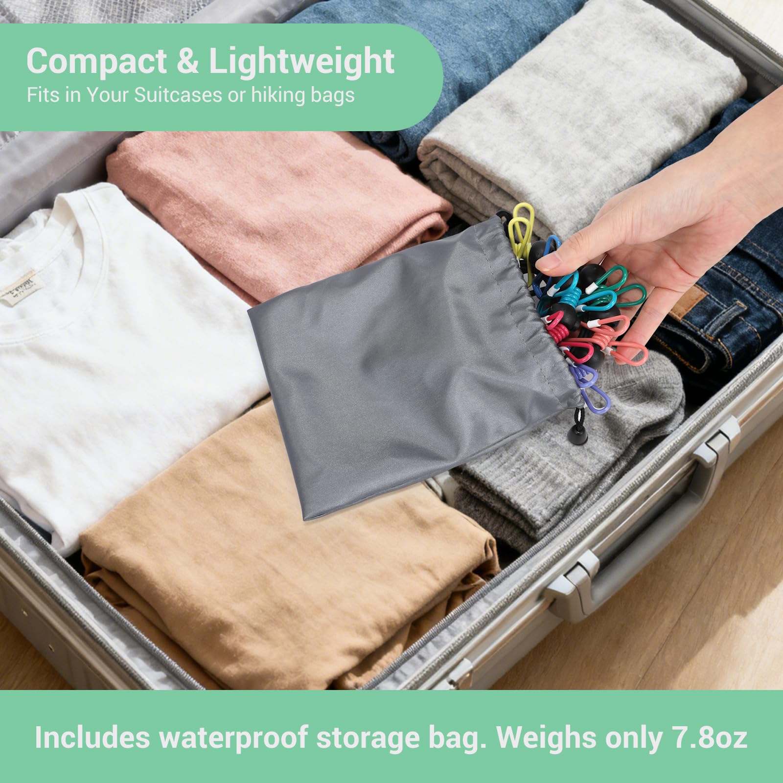 Retractable Portable Travel Clothesline with 12 Clips