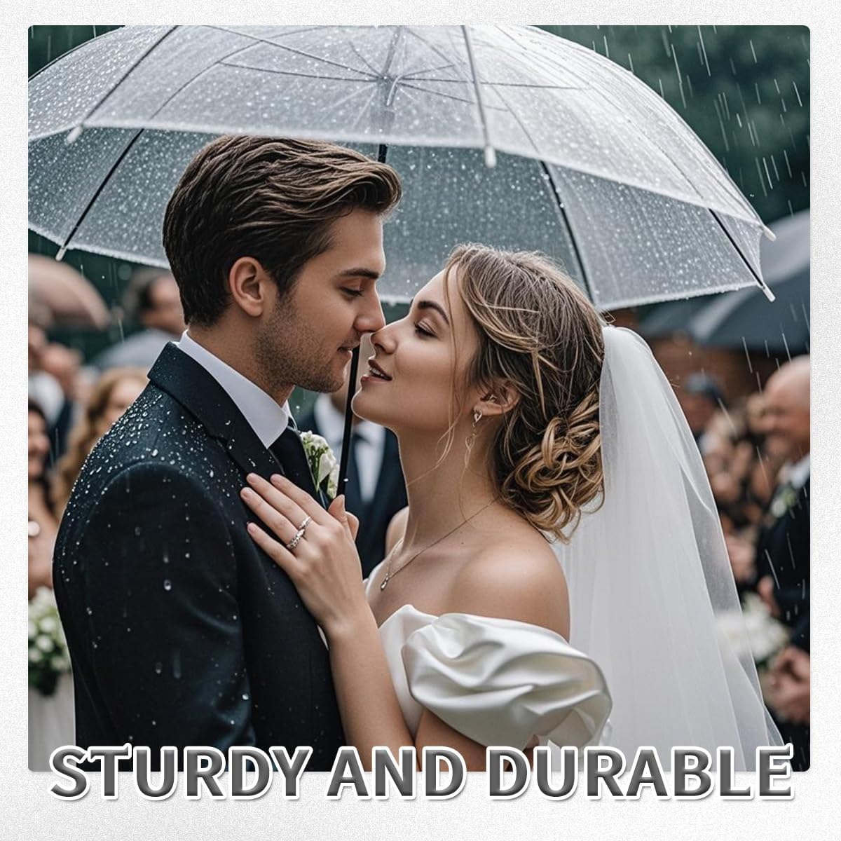 8 Pcs Clear Umbrella Wedding,Windproof Clear Umbrellas for Rain,Large Clears Umbrella for Two People,Transparent Umbrellas Bulk with J Shaped Handle for Wedding Supplies,Outdoor Activities