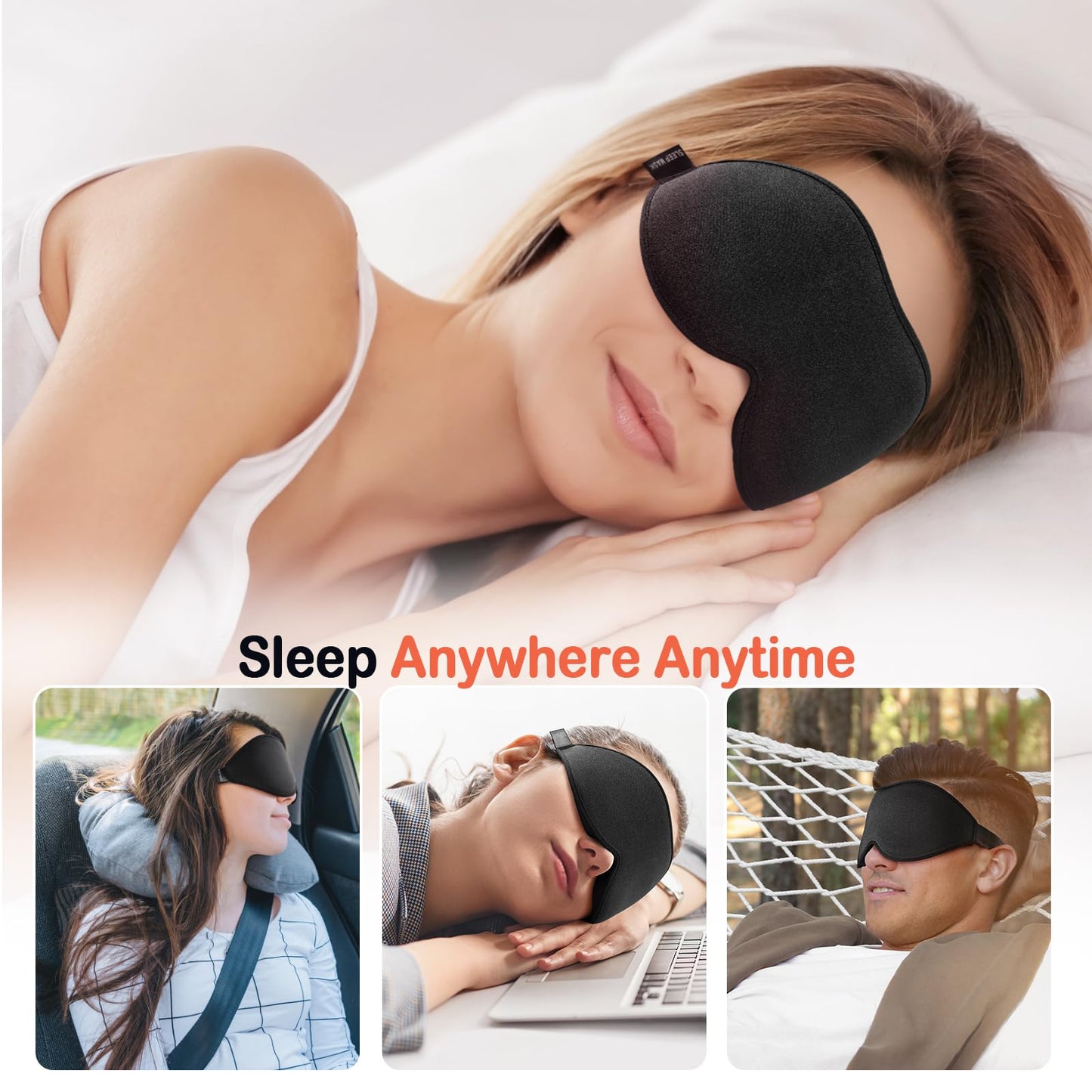 LitBear Sleep Mask for Side Sleeper Women Men, Eye Mask for Sleeping
