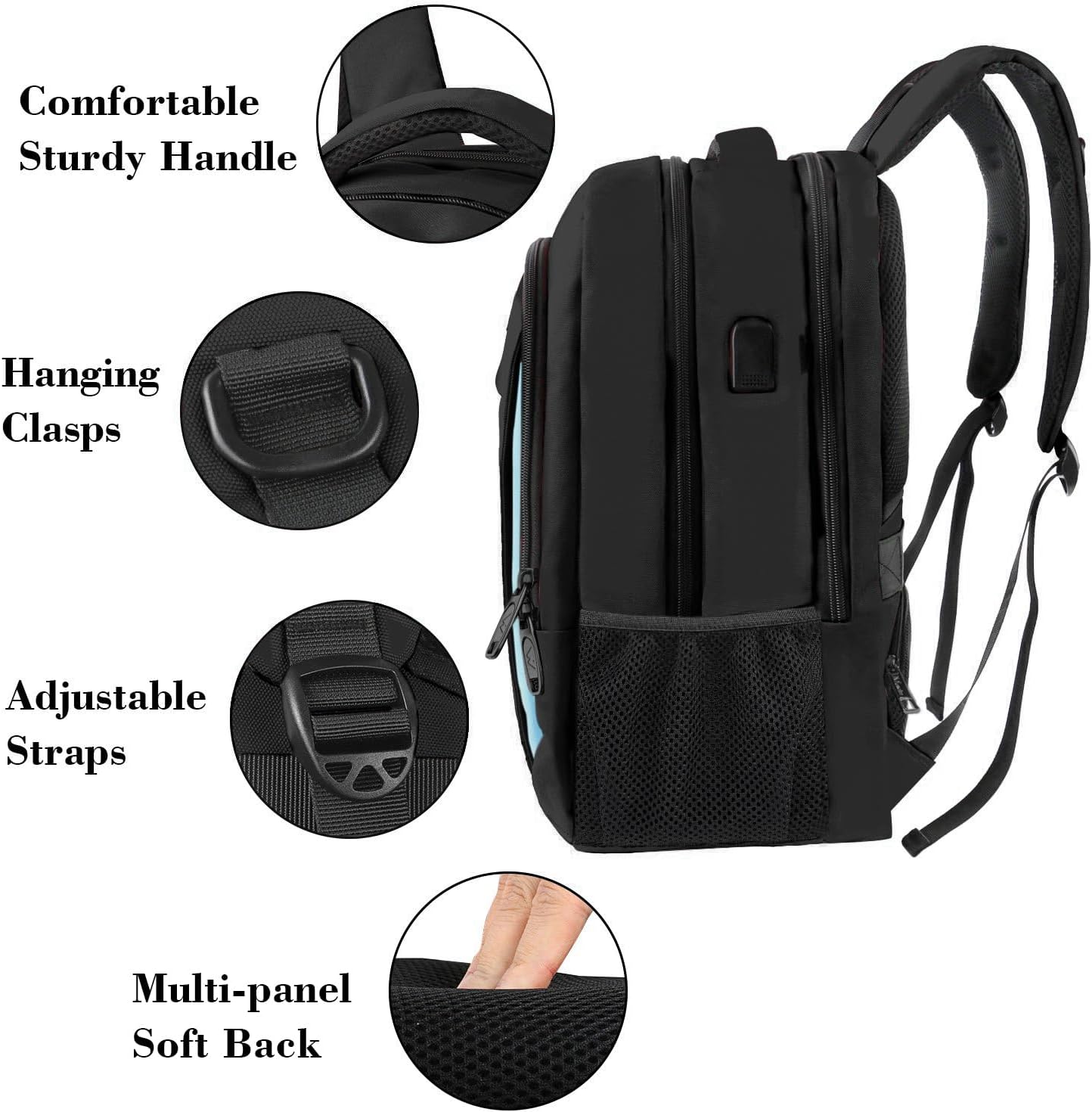 MATEIN Travel Laptop Backpack for Men, Business Anti Theft Slim Sturdy Laptops Backpack with USB Charging Port, Water Resistant College Computer Bag Gift for Women Fits 15.6 Inch Notebook