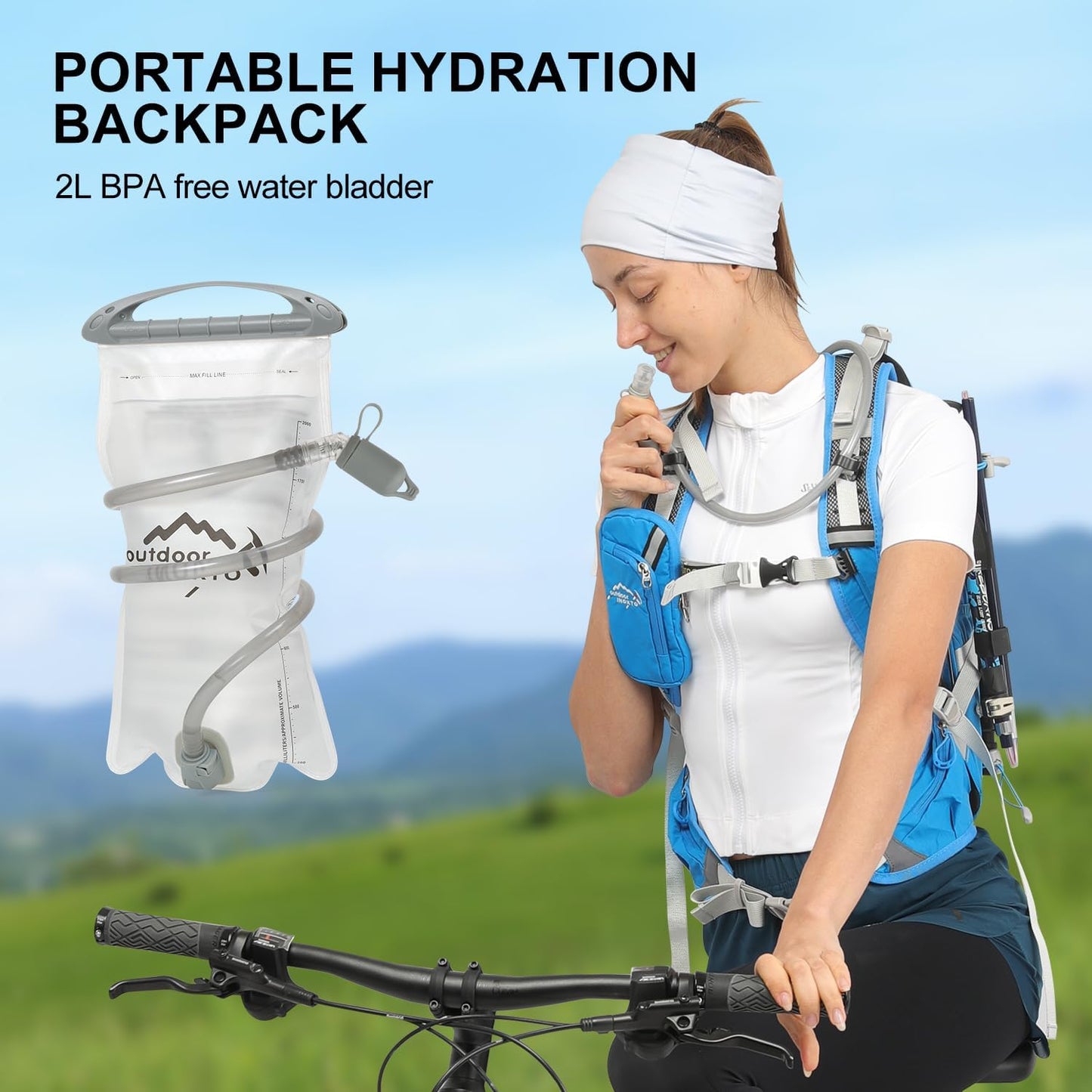 Hydration Pack,20L Hydration Backpack, Hiking Internal Frame Backpacks with 2L Hydration Water Bladder and Rain Cover, for Cycling,Camping, Hunting,Ski, Snow for Men, Women (blue)